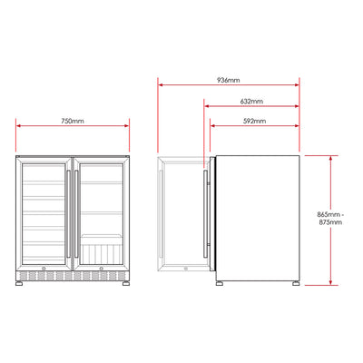 Husky Vino Pro Double Door Wine Fridge & Drinks Chiller in S/Steel Door Trim (HUS-WC66B-ZY)