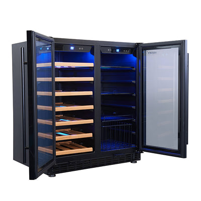 Husky Vino Pro Double Door Wine Fridge & Drinks Chiller in Black Door Trim (HUS-WC66B-BK-ZY)