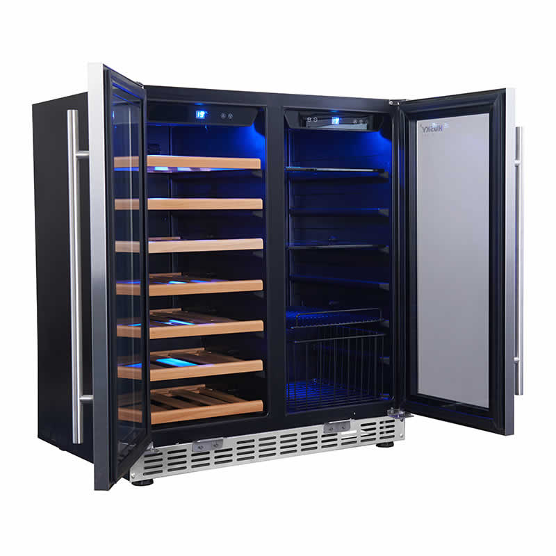 Husky Vino Pro Double Door Wine Fridge & Drinks Chiller in S/Steel Door Trim (HUS-WC66B-ZY)