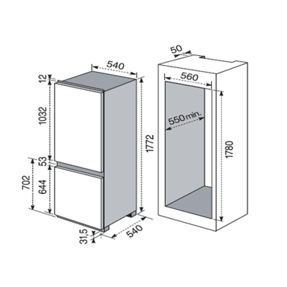 Husky 266L Integrated Fridge/Freezer (HUS-266INBM.1)