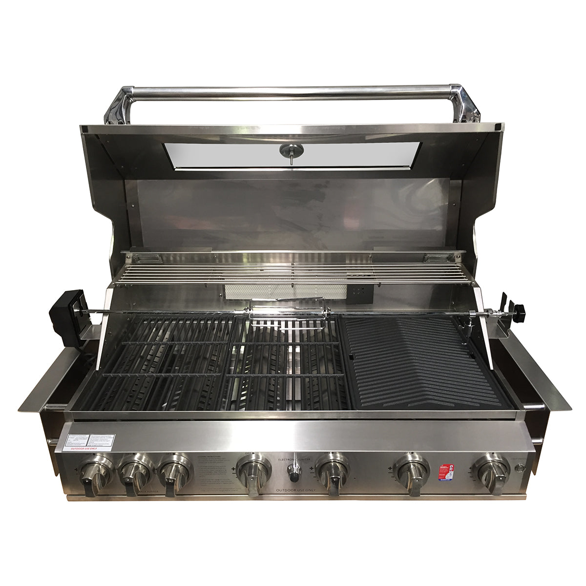 Smart 6 Burner Built-In Gas BBQ With Rotisserie & Rear Infrared Burner In Stainless Steel (601WB-W)