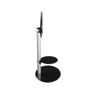 Mahara Glass TV Stand with TV Mount & Oval Shelf - TV Floor Stand for 32–65"