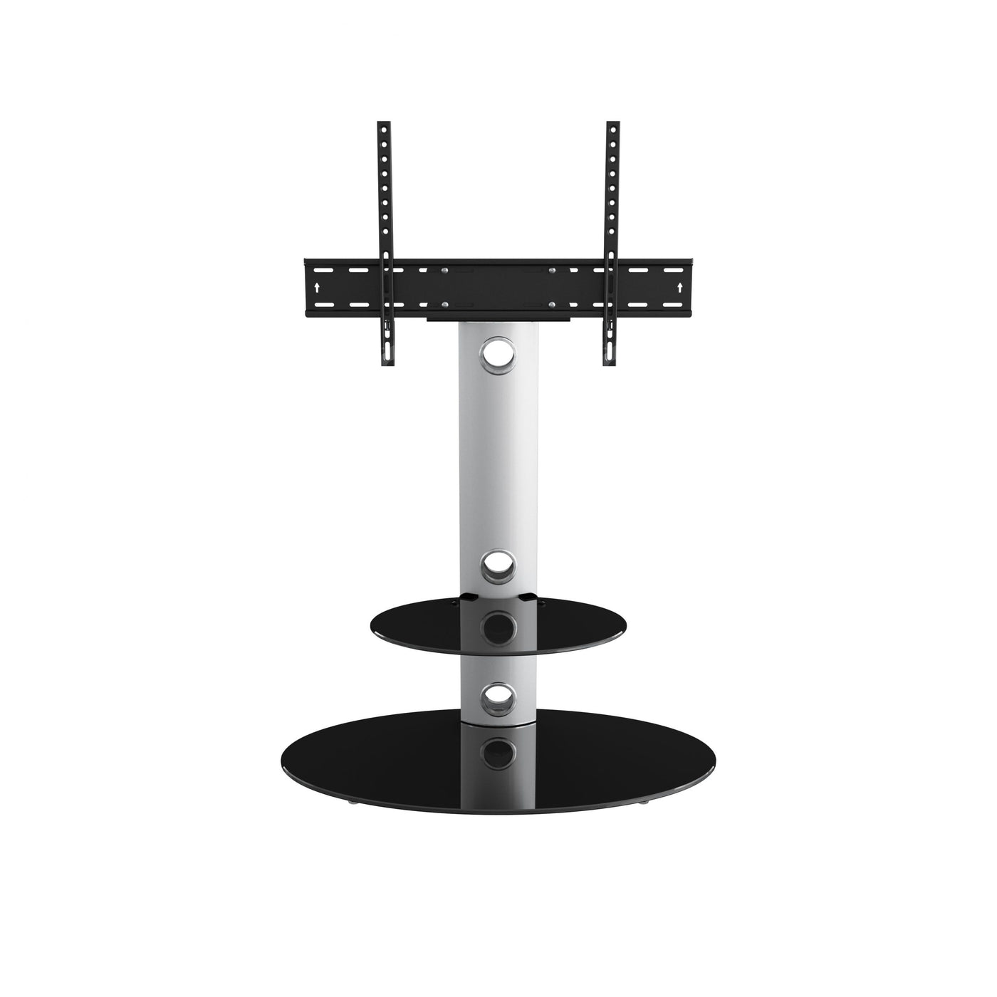 Mahara Glass TV Stand with TV Mount & Oval Shelf - TV Floor Stand for 32–65"