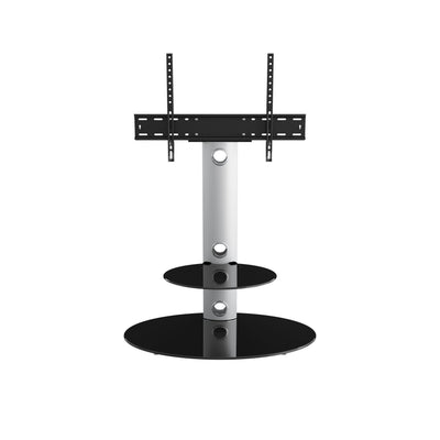 Mahara Glass TV Stand with TV Mount & Oval Shelf - TV Floor Stand for 32–65"