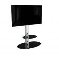 Mahara Glass TV Stand with TV Mount & Oval Shelf - TV Floor Stand for 32–65"