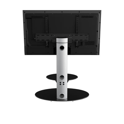 Mahara Glass TV Stand with TV Mount & Oval Shelf - TV Floor Stand for 32–65"