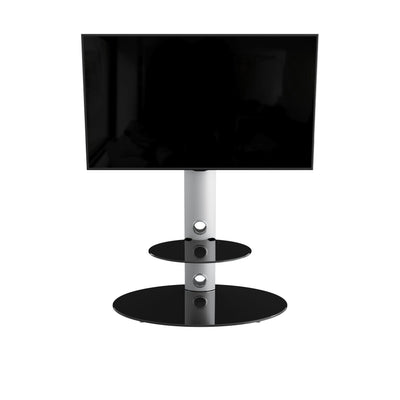 Mahara Glass TV Stand with TV Mount & Oval Shelf - TV Floor Stand for 32–65"