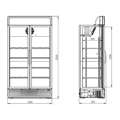 Husky 975L Double Glass Door Commercial Fridge in Black (C10PRO-H-BKAUHU)