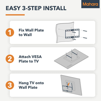 Mahara Low-Profile Flat/Fixed TV Wall Mount Bracket for 37" to 80" TV (MHLFW60-AU)