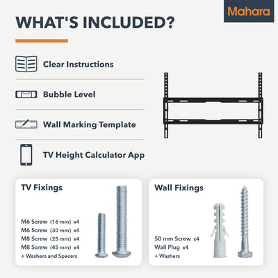 Mahara Low-Profile Flat/Fixed TV Wall Mount Bracket for 37" to 80" TV (MHLFW60-AU)