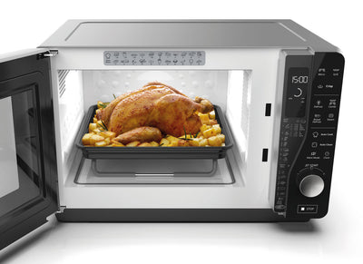 Whirlpool 30L 800W Crisp & Grill Flatbed Microwave with Inverter Technology In Black (MWF427BL)