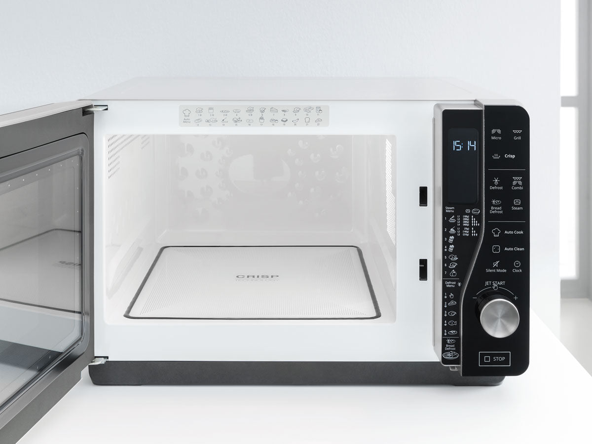 Whirlpool 30L 800W Crisp & Grill Flatbed Microwave with Inverter Technology In Black (MWF427BL)
