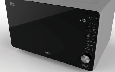 Whirlpool 30L 800W Crisp & Grill Flatbed Microwave with Inverter Technology In Black (MWF427BL)