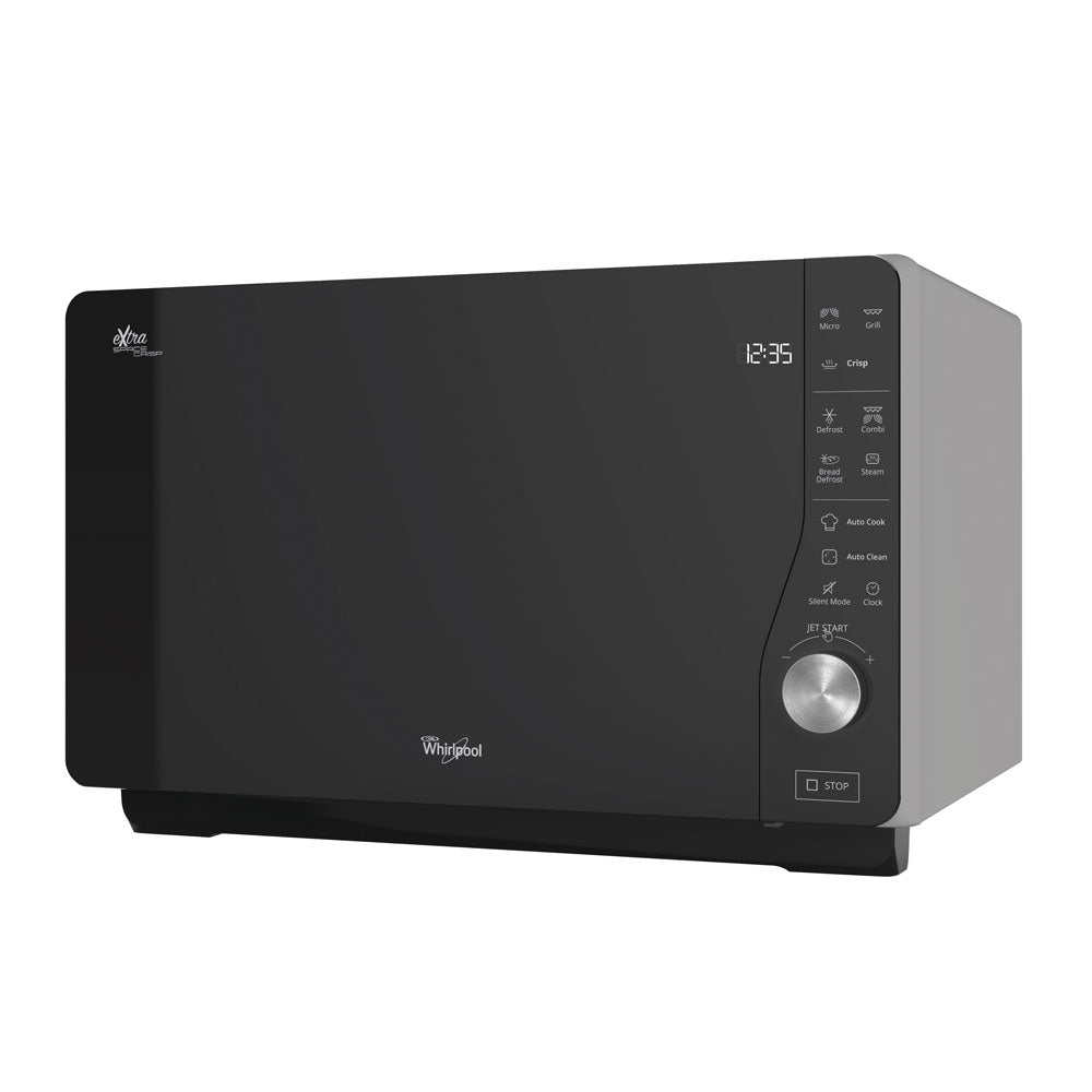 Whirlpool 30L 800W Crisp & Grill Flatbed Microwave with Inverter Technology In Black (MWF427BL)