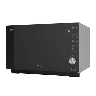 Whirlpool 30L 800W Crisp & Grill Flatbed Microwave with Inverter Technology In Black (MWF427BL)
