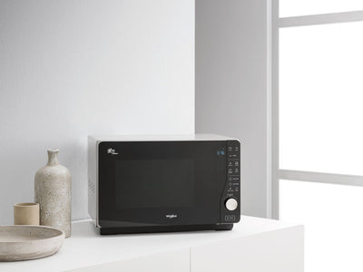 Whirlpool 30L 800W Crisp & Grill Flatbed Microwave with Inverter Technology In Black (MWF427BL)