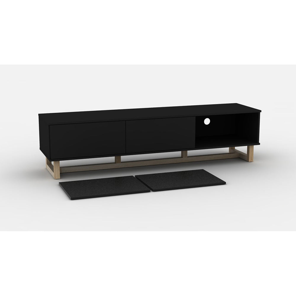 AVS 1800mm Raze Modular TV Stand in Gloss Black With Oak Legs (RZ1800BO)