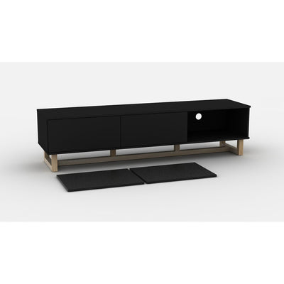 AVS 1800mm Raze Modular TV Stand in Gloss Black With Oak Legs (RZ1800BO)