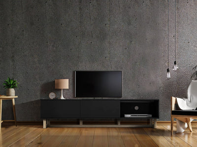 AVS 1800mm Raze Modular TV Stand in Gloss Black With Oak Legs (RZ1800BO)