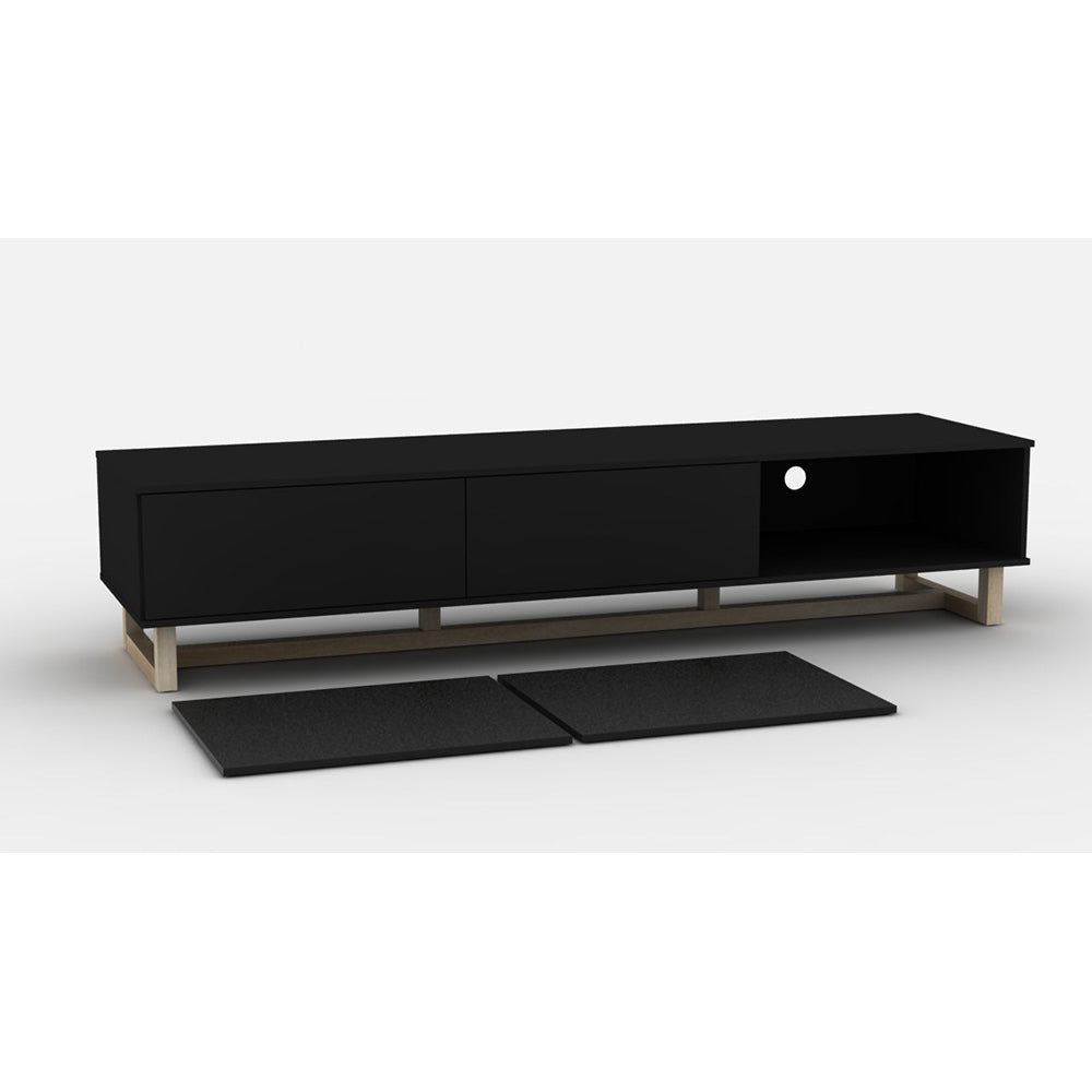 AVS 2100mm Raze Modular TV Stand in Gloss Black With Oak Legs (RZ2100BO)