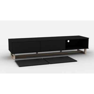 AVS 2100mm Raze Modular TV Stand in Gloss Black With Oak Legs (RZ2100BO)