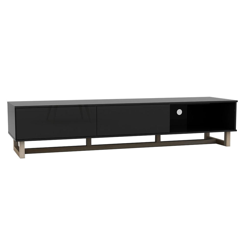 AVS 2100mm Raze Modular TV Stand in Gloss Black With Oak Legs (RZ2100BO)