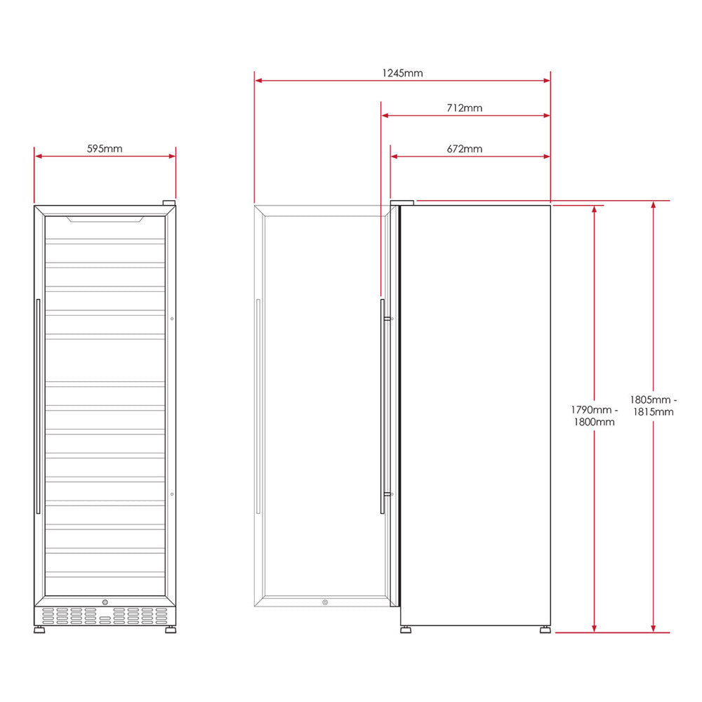 Smart 440L Dual Zone Freestanding Wine Fridge in Black Door Trim (SMAWC168DN)
