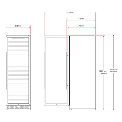 Smart 440L Dual Zone Freestanding Wine Fridge in Black Door Trim (SMAWC168DN)