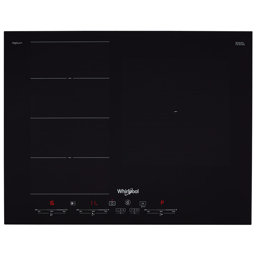 Whirlpool 65cm 3 Zone iXelium Black Glass Induction Cooktop Hob (SMC653FBTIXL)