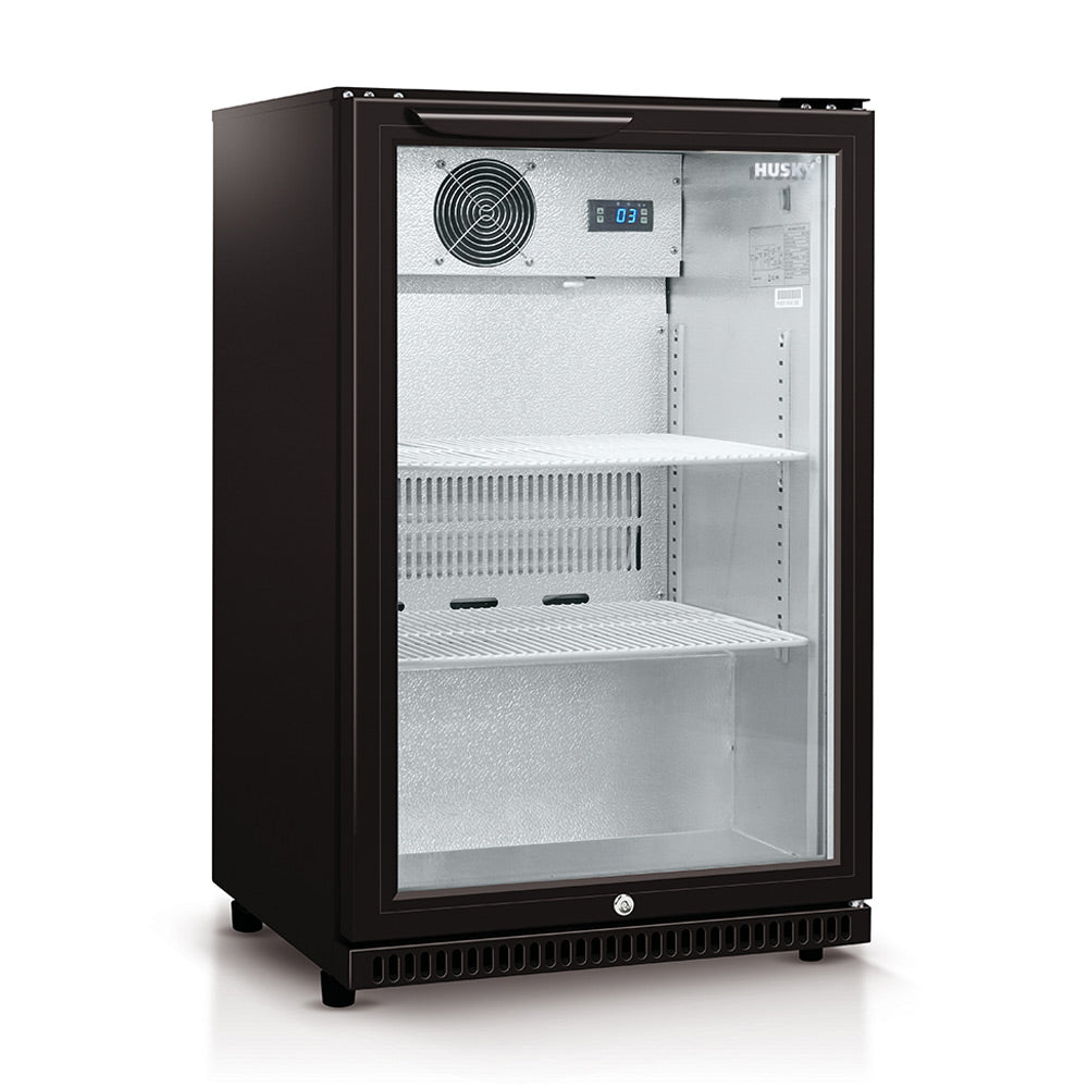 Husky 118L Single Glass Door Outdoor Bar Fridge/Drinks Chiller in Black (HUS-C1-840-BLK)