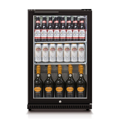 Husky 118L Single Glass Door Outdoor Bar Fridge/Drinks Chiller in Black (HUS-C1-840-BLK)