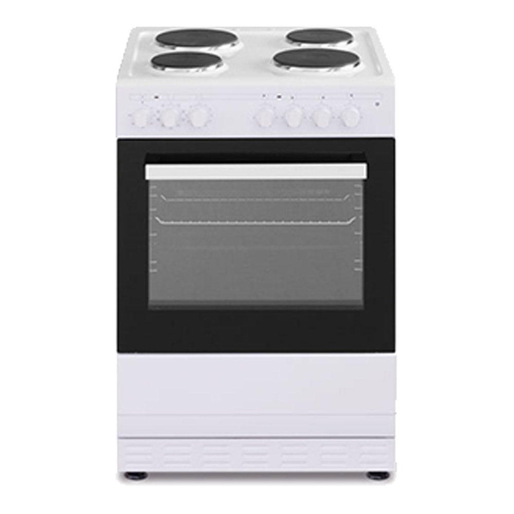 Tisira 60cm 65L Upright Cooker With Electric Block Hob in White (TFEM629WE)