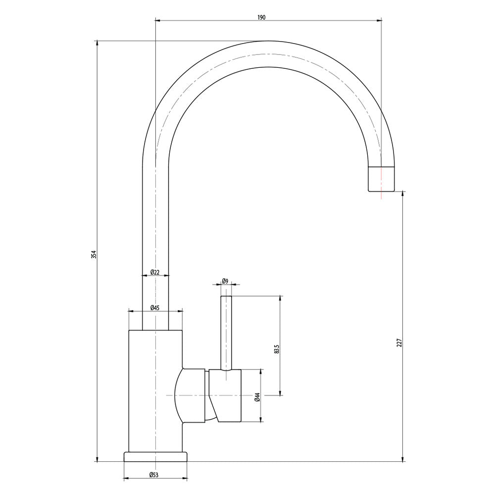 Tisira Matte Black Rounded Gooseneck Kitchen Mixer Tap (TMFGBK)