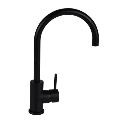 Tisira Matte Black Rounded Gooseneck Kitchen Mixer Tap (TMFGBK)