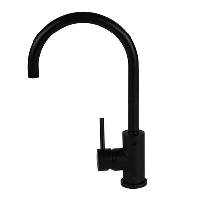 Tisira Matte Black Rounded Gooseneck Kitchen Mixer Tap (TMFGBK)