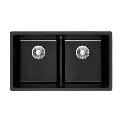 Tisira 79cm Double Bowl Black Granite Kitchen/Laundry Sink (TSG790BK)