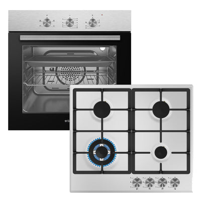 Tisira 60cm Built-In Oven & 60cm S/Steel Gas Cooktop Kitchen Bundle