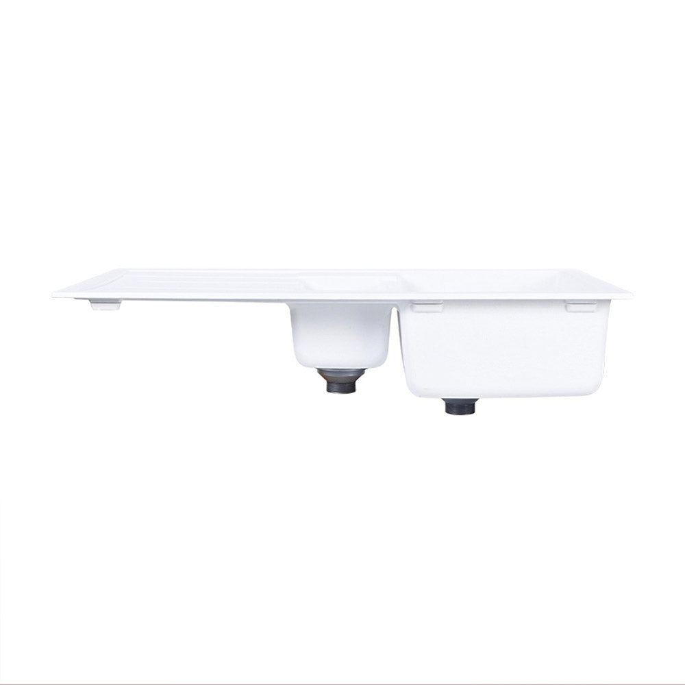 Tisira 100cm 1.5 Bowl White Granite Kitchen Sink & Reversible Drainer (TSG1000WH)