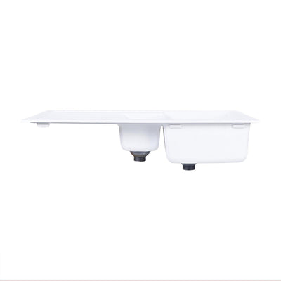 Tisira 100cm 1.5 Bowl White Granite Kitchen Sink & Reversible Drainer (TSG1000WH)