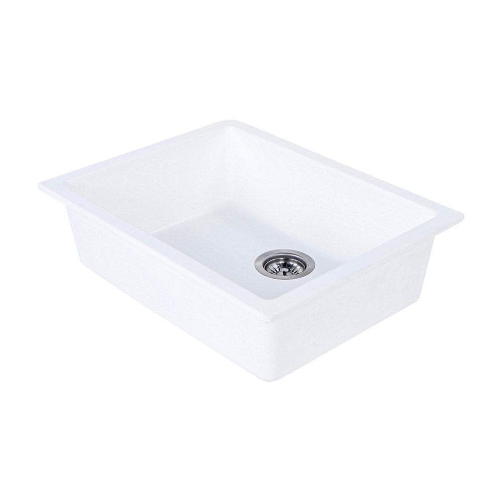 Tisira 61cm Single Bowl White Granite Kitchen/Laundry Sink (TSG610WH)