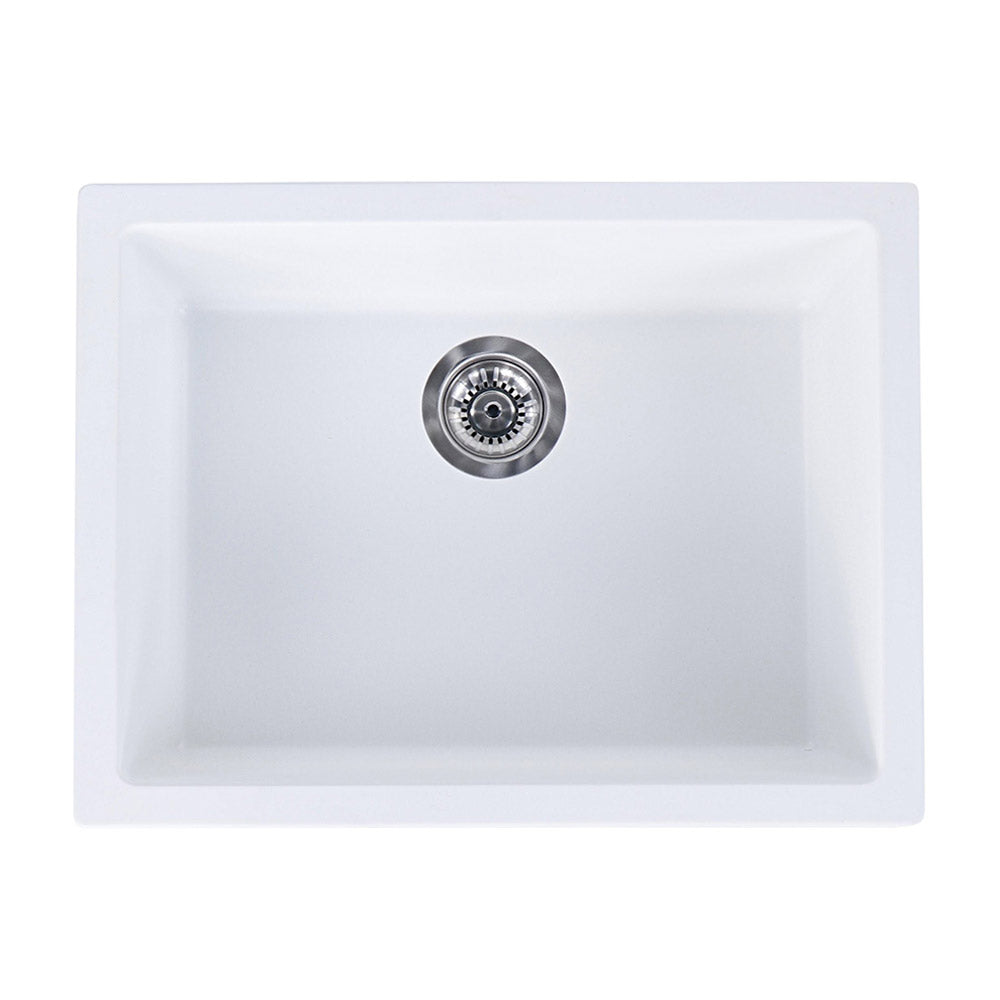 Tisira 61cm Single Bowl White Granite Kitchen/Laundry Sink (TSG610WH)
