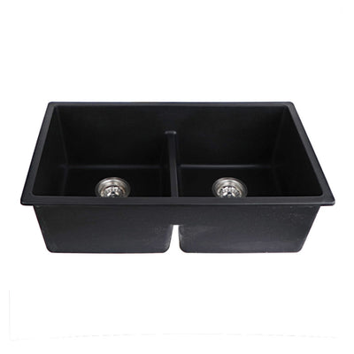 Tisira 79cm Double Bowl Black Granite Kitchen/Laundry Sink (TSG790BK)