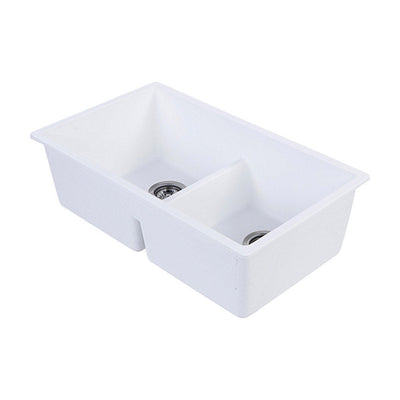Tisira 79cm Double Bowl White Granite Kitchen/Laundry Sink (TSG790WH)