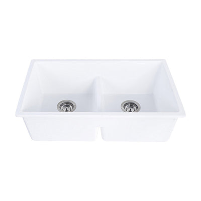 Tisira 79cm Double Bowl White Granite Kitchen/Laundry Sink (TSG790WH)