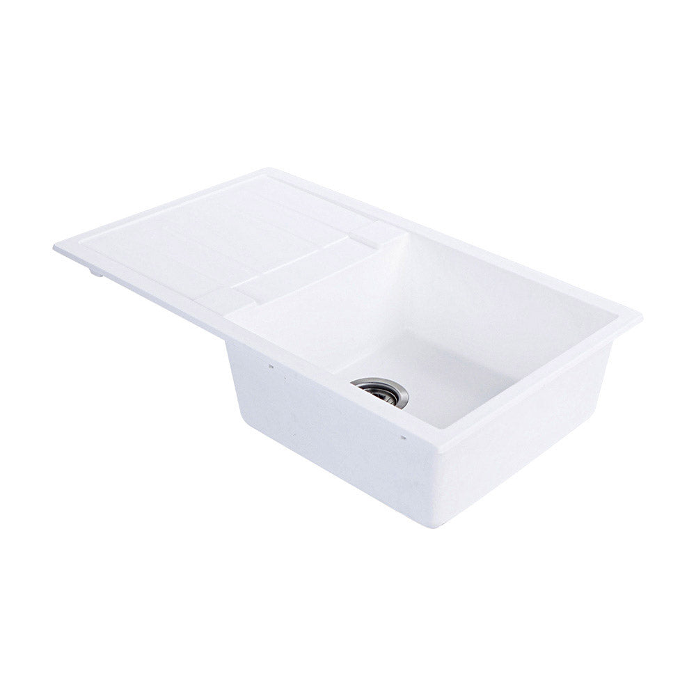 Tisira 86cm Single Bowl White Granite Kitchen Sink & Reversible Drainer (TSG860WH)