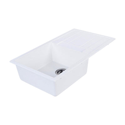 Tisira 86cm Single Bowl White Granite Kitchen Sink & Reversible Drainer (TSG860WH)