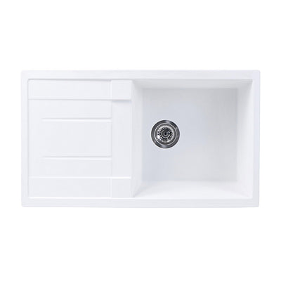 Tisira 86cm Single Bowl White Granite Kitchen Sink & Reversible Drainer (TSG860WH)