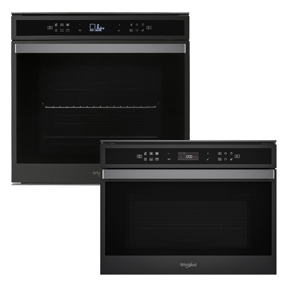 Whirlpool W-Collection Built-In Oven & Compact Oven in Black Stainless Steel Kitchen Bundle