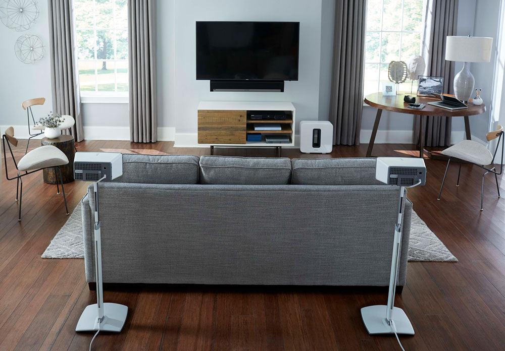 Sanus Adjustable Height Speaker Stand For Sonos One, SL, Play:1 & Play:3 in White (WSSA1-W2)