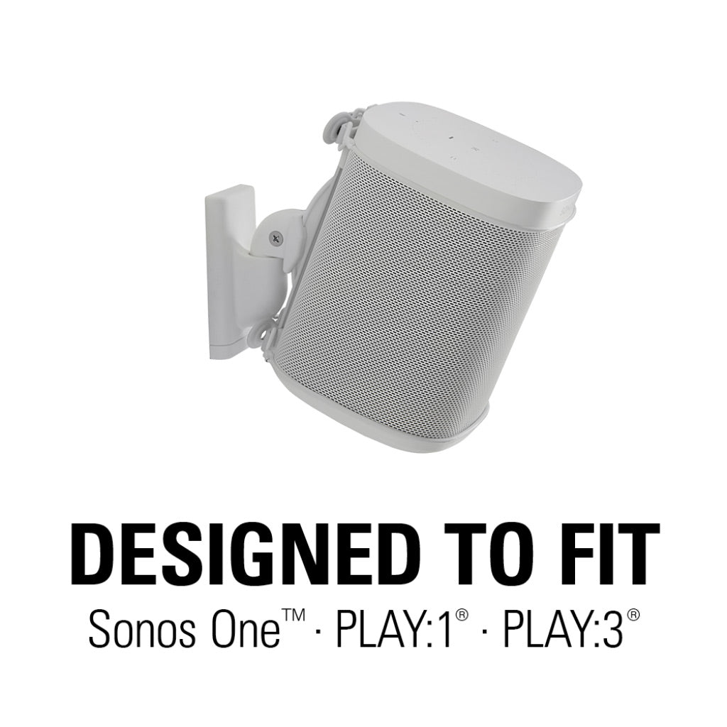 Sanus Swivel And Tilt Speaker Wall Mount For Sonos One, SL, Play:1 & Play:3 In White (WSWM21-W2)